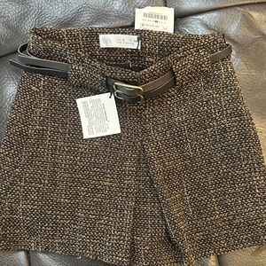 Girls size 9 Zara Brown Tweed Skirt (w/ Shorts)  + Black Belt